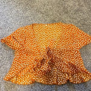 fall orange cross tie crop top
